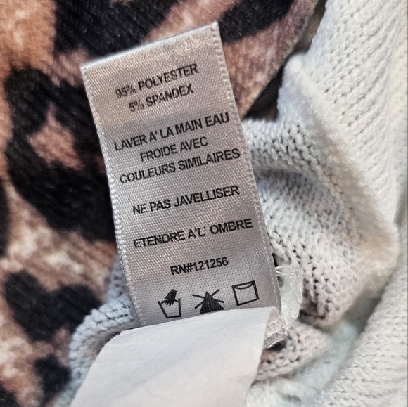 Boho Paisley Leopard Print Knit Mini Dress Size M Long Sleeve Stretch - Picture 6 of 10